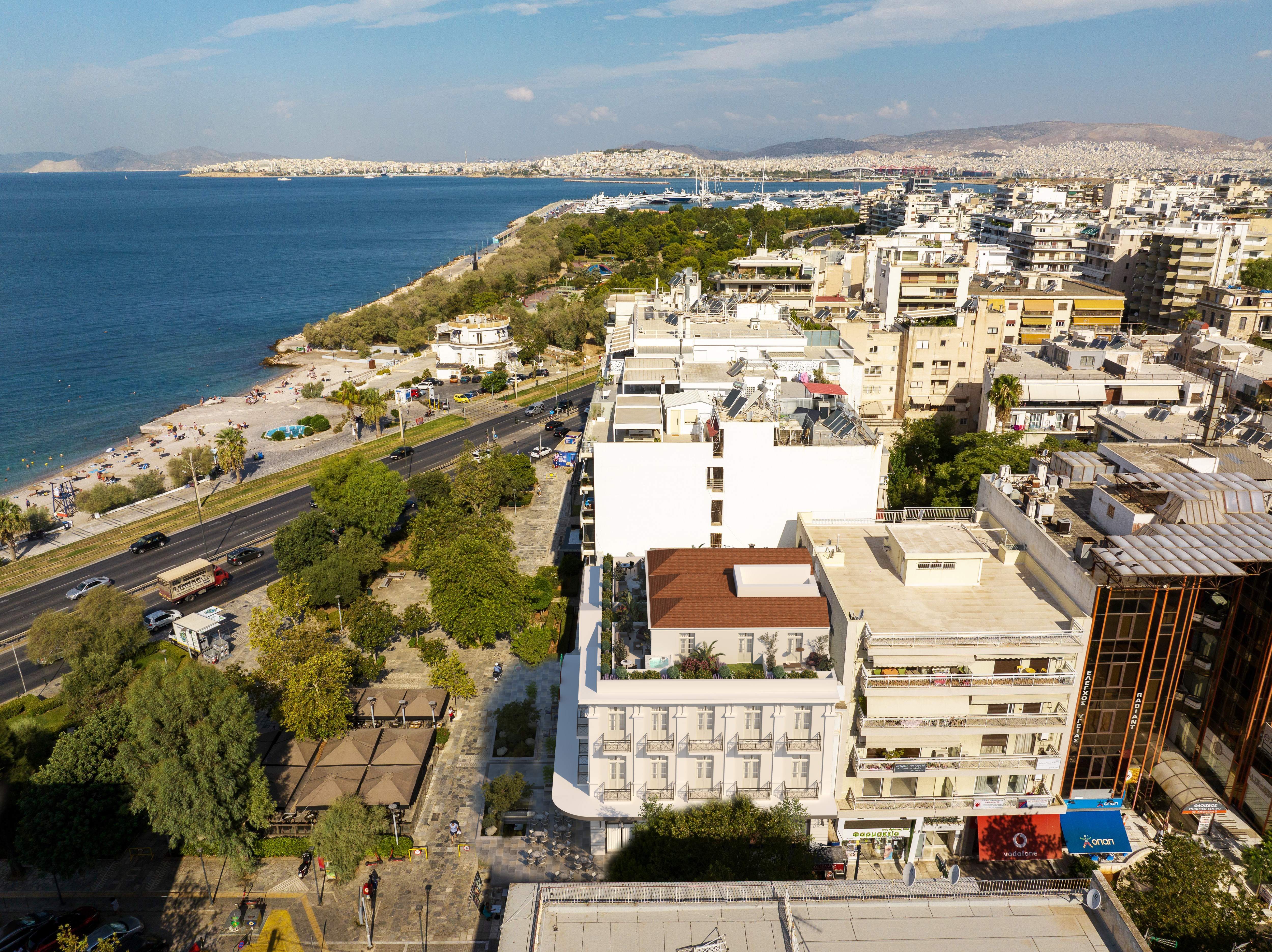 Aerial view of SOKIO·FLISVOS Hotel and Palaio Faliro coastline