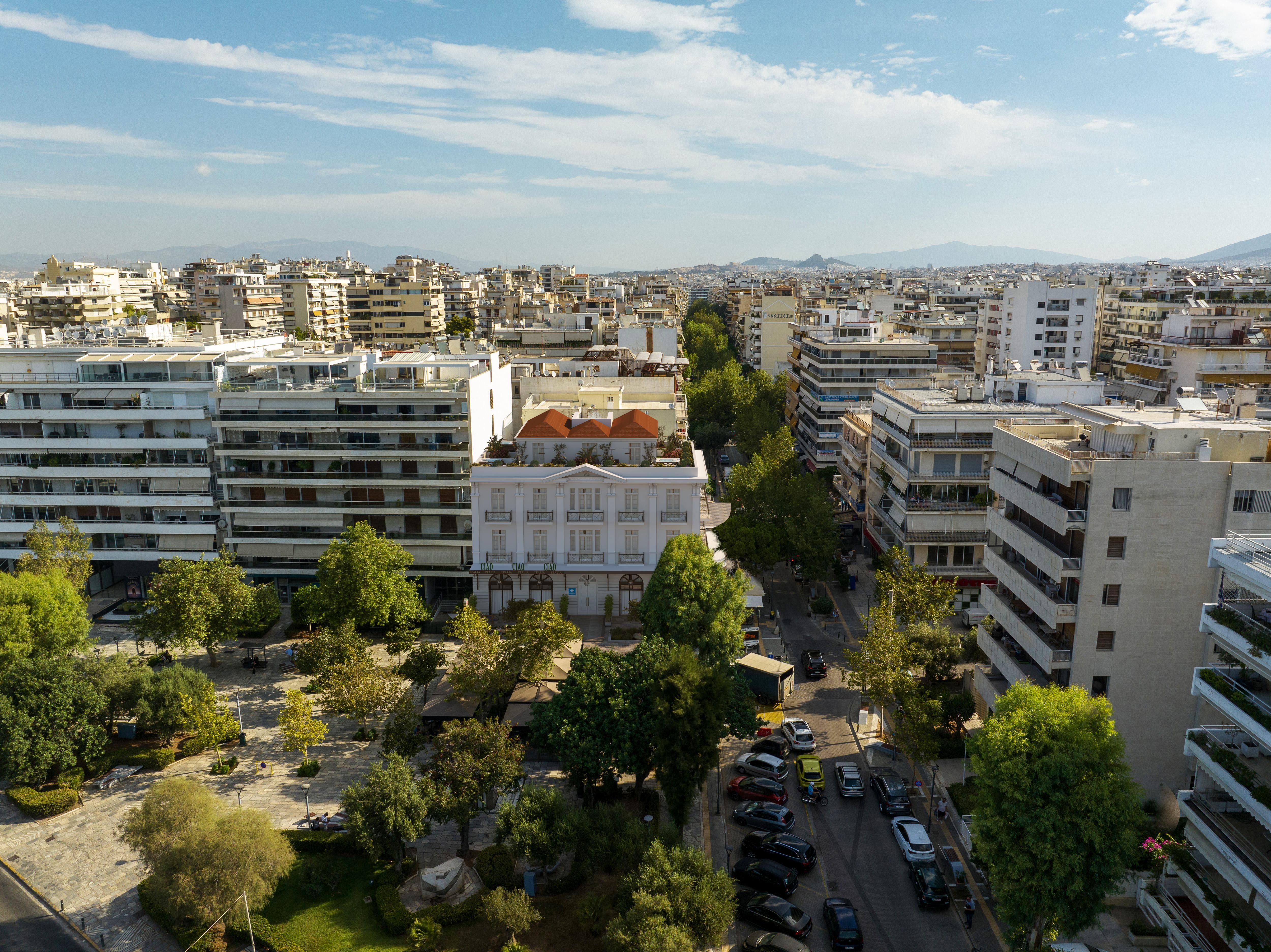 Aerial view of SOKIO·FLISVOS Hotel in Athens neighborhood