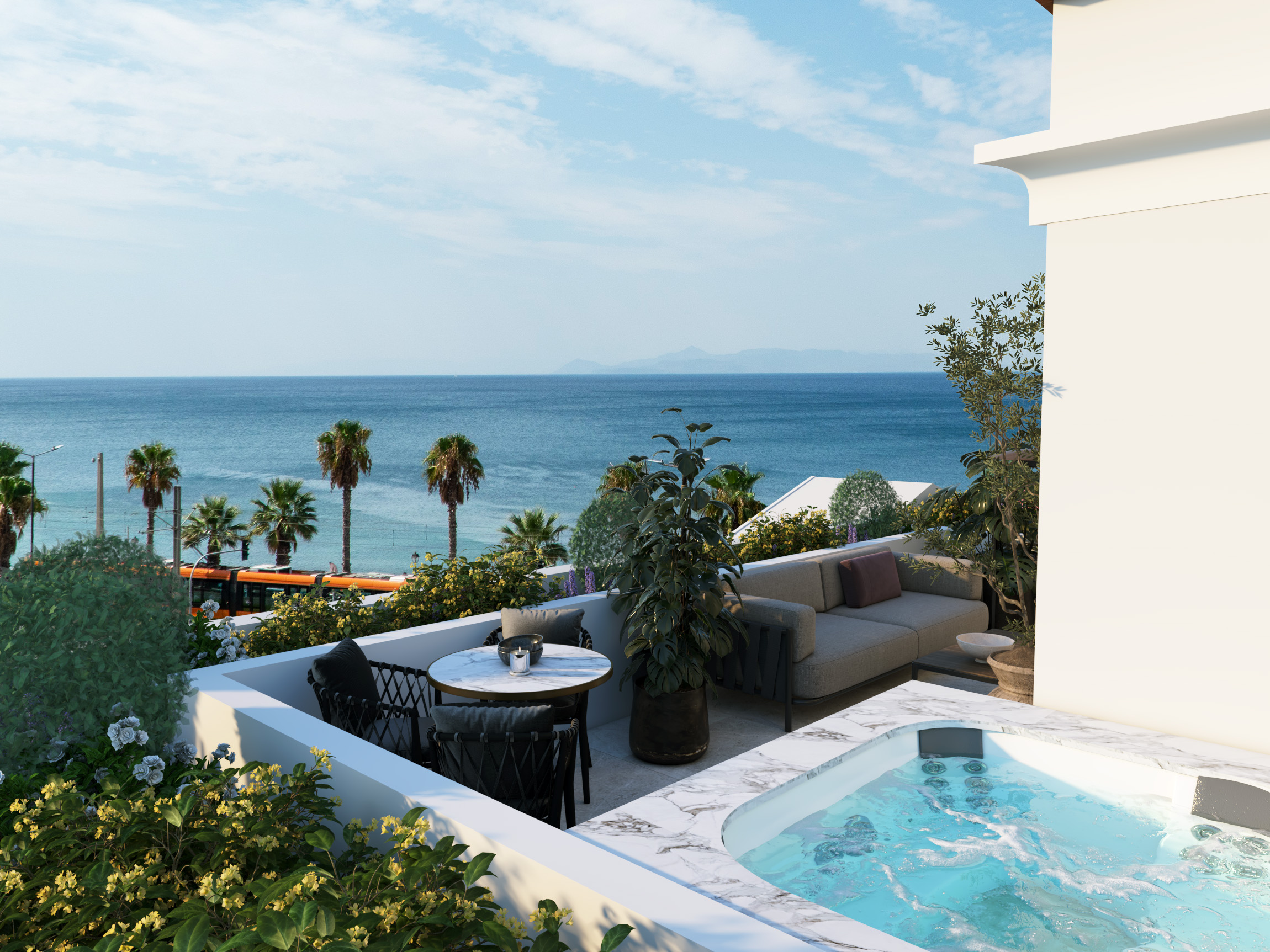 Luxury terrace with private plunge pool and sea view